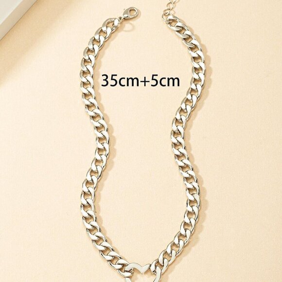 Silver Fashionable Women's Heart Decor Chain Necklace - Picture 4 of 4